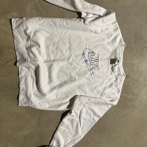 Nike White and Gray Logo Sweatshirt